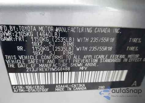 2017 Toyota Rav4 Se z USA, uszkodzony, nr VIN 2T3JFREV7HW568488